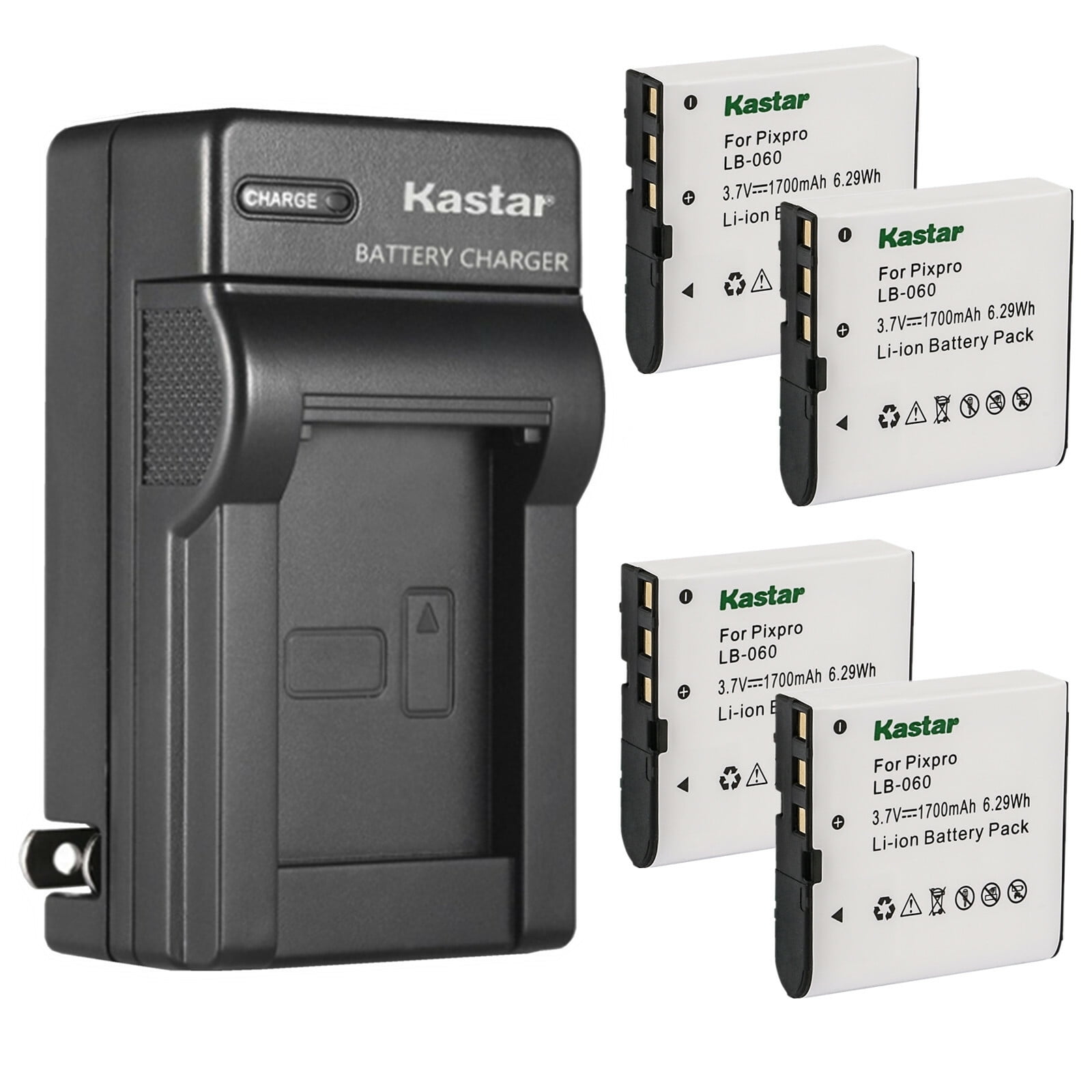 Kastar 4-Pack Battery and AC Wall Charger Replacement for Microtek DV-512 DV512 plus Agfa AP Microflex 100 AP Microflex 102 AHD-S11 AHD-S3 AHD-S58 AHD-S88 AHD-X8 Bell Howell DV1200HD DNV900hd