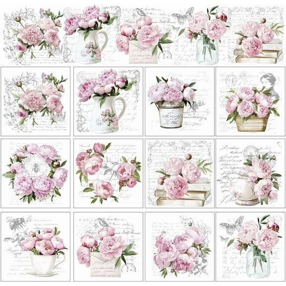 12 Sheets 12 Style Rub on Transfers 5.5x5.5 Inch Floral Print Rub on Transfer Stickers