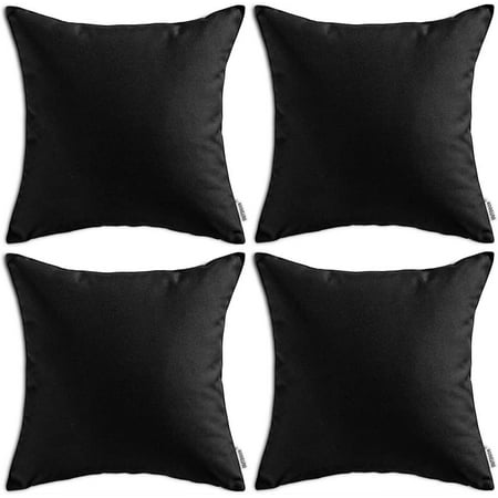 

MIULEE Pack of 2 Decorative Outdoor Waterproof Pillow Covers Square Garden Cushion Cases PU Coating Throw Pillow Cover Shell for Patio Tent Park Couch 16x16 Inch Black