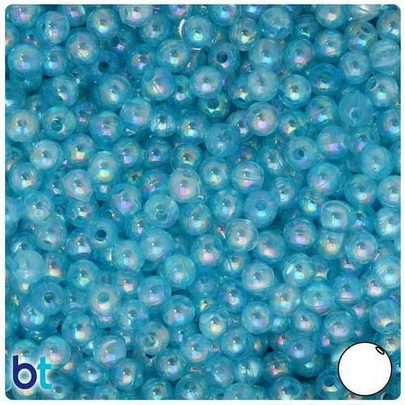BeadTin Light Blue AB Transparent 6mm Round Acrylic Beads (300pcs)