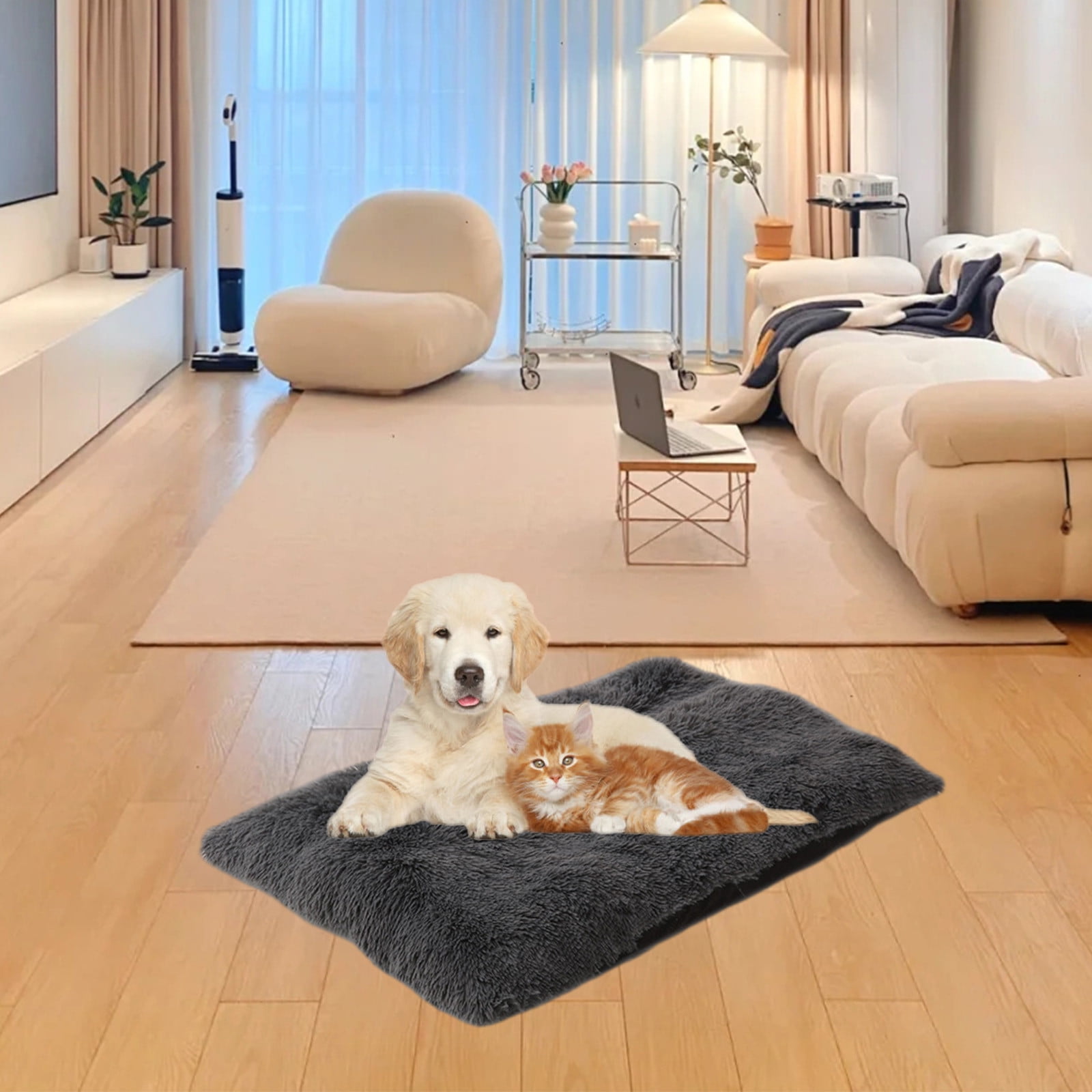 Kiplyki Dog Crate Pad Plush Dog Bed For Dogs Calming AntiAnxiety Dog Bed For Crate Washable Soft Warm Dog Crate Mat With Non-Slip Bottom