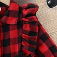 thumbnail image 6 of BLVB Baby Girls Clothing Set Ruffle Long Sleeve Button down Shirts Leggings Toddler 2 Piece Outfits(Red,5-6 Years), 6 of 9