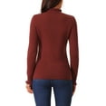 thumbnail image 3 of INSPIRE CHIC Women's' Fall Winter Mock Neck Long Sleeve Fluffy Cuff Casual Slim Fit Sweater Top S Wine Red, 3 of 5