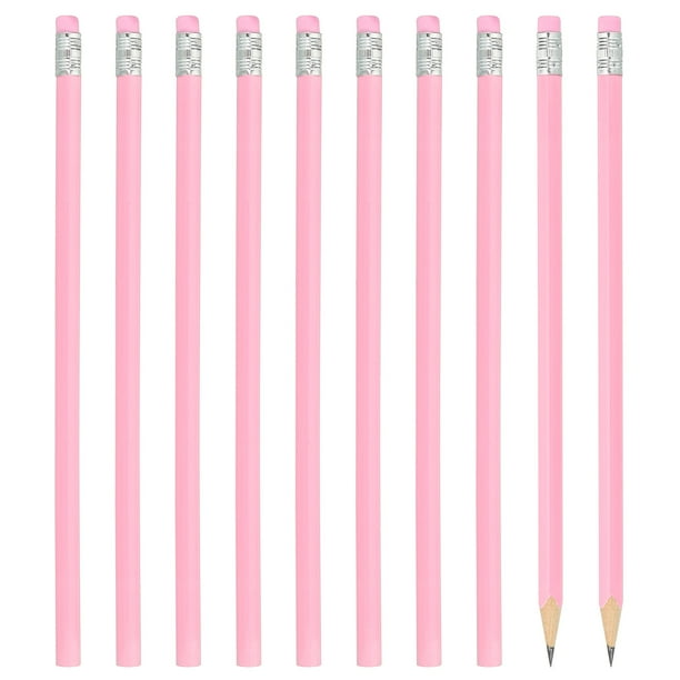 Lápices redondos Uxcell, paquete de 48 lápices de grafito HB con borrador, lápices de madera, lápiz lindo para el aula, rosa