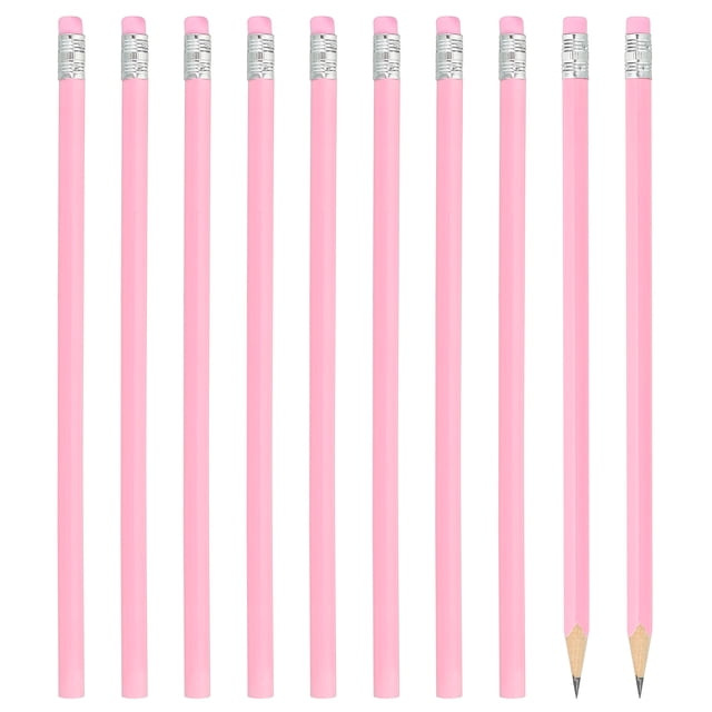 Lápices redondos Uxcell, paquete de 48 lápices de grafito HB con borrador, lápices de madera, lápiz lindo para el aula, rosa