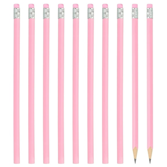 Uxcell Round Pencils, 48 Pack HB Graphite Pencils with Eraser Wood Pencils Cute Pencil for Classroom, Pink