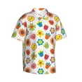 thumbnail image 5 of Wukai Cartoon Flowers Men's Hawaiian Shirt Short Sleeve Casual Button Down Summer Beach Aloha Shirt Tropical Print Holiday Party, 5 of 8
