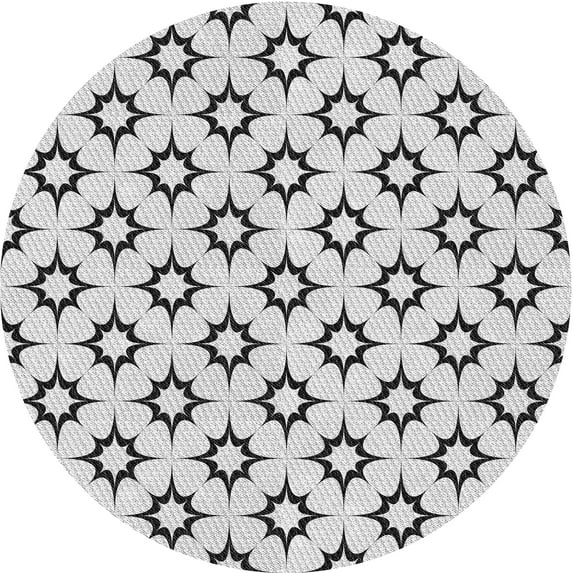 Ahgly Company Machine Washable Indoor Round Transitional White Smoke Area Rugs, 8' Round