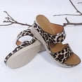 thumbnail image 5 of Wedge Sadnals for Women Leopard Print Open Toe Slides Slip on Summer Beach Shoes Casual Arch Support Walking Shoes Brown Size 7, 5 of 6