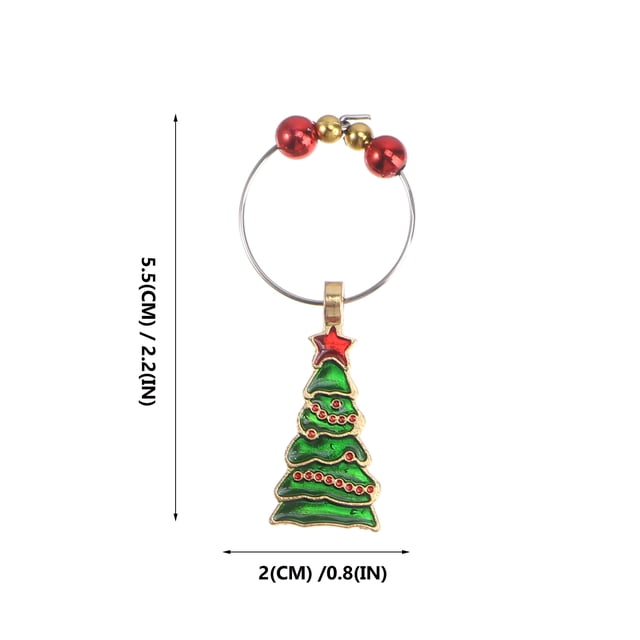 6PCS Xmas Wine Glass Ring Goblet Ring Recognizer Wine Glass Ring Decor for Home Xmas Store Party