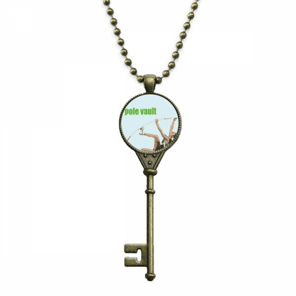 Pole Vault Field Events Art Deco Fashion Key Necklace Pendant Tray Embellished Chain
