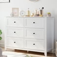 thumbnail image 3 of Aoile 6 Drawer Dresser, Modern Chest of Drawers with Round Handle, Wooden Storage Cabinet with Sturdy Leg, Dresser Cabinet Organizer for Bedroom, Living Room, Entryway, White, 3 of 10