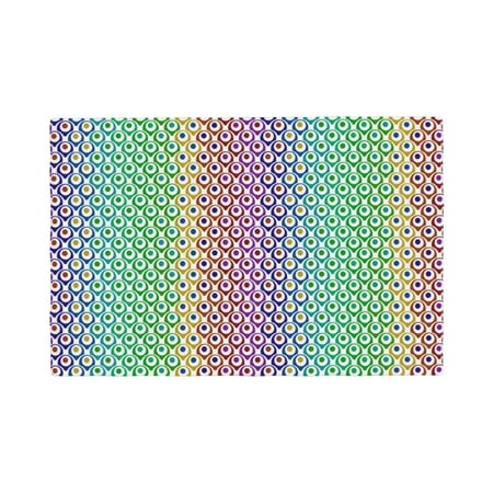 

Table Placemats Set of 4 - Rainbow Peacock Feathers 12x18 In Faux Linen Double Heat Resistant Place Mats Cloth Indoor/Outdoor Placemats Washable Table Mats for Dining Kitchen Party