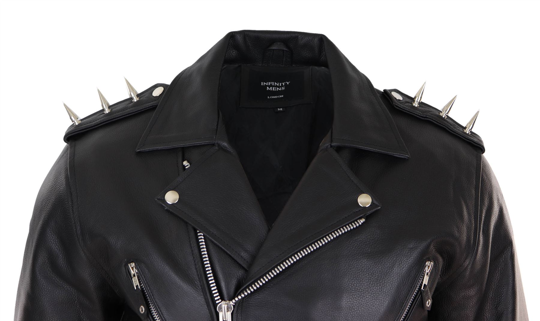 Men's Cross Zip Biker Motorcycle Leather Jacket | Infinity