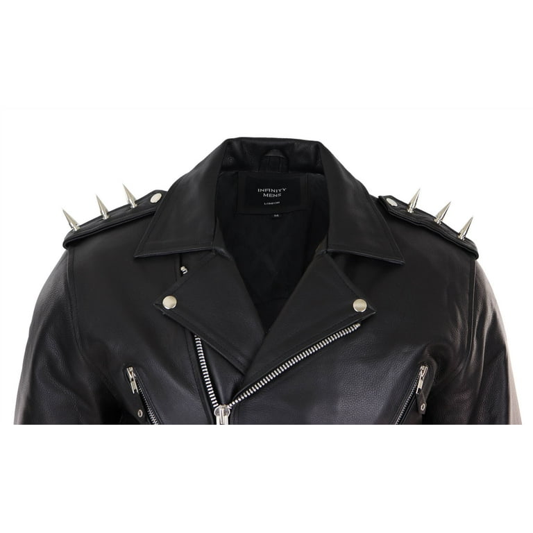 Men's Cross Zip Biker Motorcycle Leather Jacket | Infinity