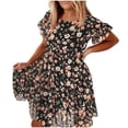 thumbnail image 2 of SMihono Robe Bohème d'Été pour Femmes Grande Taille Mode Robe Décontractée pour Femmes à Col Rond à Manches Courtes Imprimée pour le Printemps et l'Été, 2 of 7