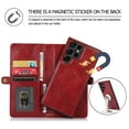 thumbnail image 4 of ELEHOLD Luxury Multi-Functional Wallet Case for Samsung Galaxy S22 Ultra with Card Slots Dual-Use Detachable Phone Case Magnetic Function Lanyard Shockproof Wallet Case,Red, 4 of 7