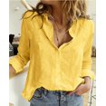 thumbnail image 1 of Camisas elegantes de lino y algodón para mujer, blusas informales con botones sólidos y solapa, blusas sueltas de manga larga para primavera y verano, Blusas tipo túnica Tan Jianjun unisex, 1 of 2