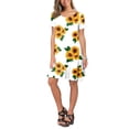 thumbnail image 3 of Outfmvch Fall Dresses Womens Dresses White Dress Women Summer Short Sleeve Sunflower Printed Pockets Sundress Casual Swing Dress Womens Dresses White L, 3 of 8
