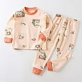 thumbnail image 3 of SonxaHe Toddler Boy Girl Outfits Cartoon Prints Long Sleeve Tshirt Pants Child Home Wear Autumn Winter Sleepwear Outfits Orange,Sized 4-5, 3 of 3