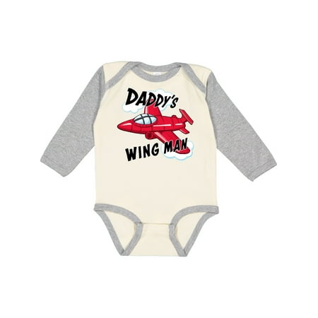 

Inktastic Daddys Wingman for fathers day Gift Baby Boy or Baby Girl Long Sleeve Bodysuit
