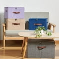thumbnail image 6 of 4 Pack Large Fabric Storage Bins with Zipper Lid and PU Leather Handles, 6 of 6