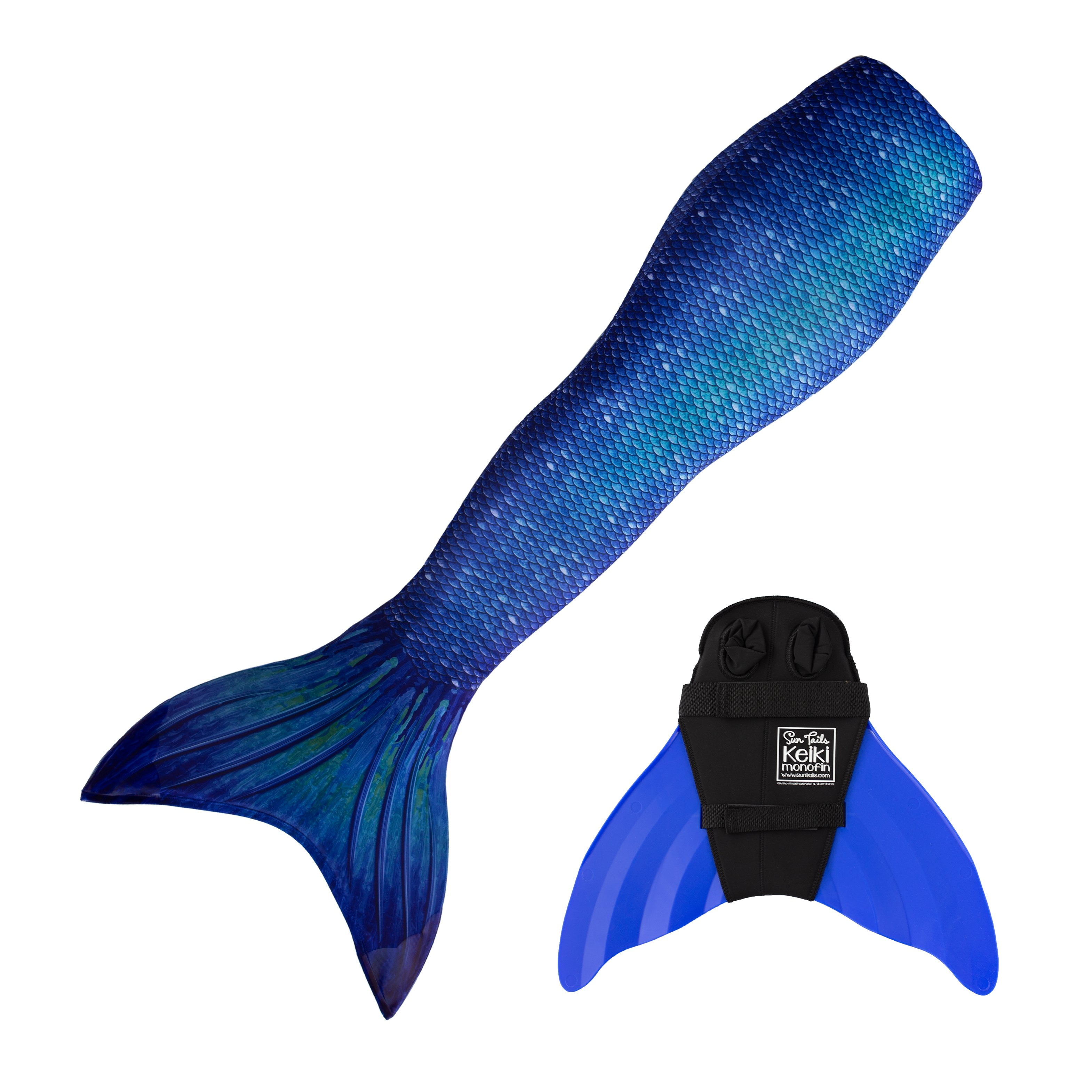 Sun Tail Mermaid Swim Set; Ocean Deep Mermaid Tail + Blue Monofin for