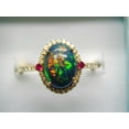 thumbnail image 7 of ArtPalacebyMitika Lab Black Fire Opal & Ruby Ring, Multi Gemstone 925 Sterling Silver, 18k Yellow Gold Plated Ring, Black Opal Promise Ring, A Perfect For Her, 7 of 7