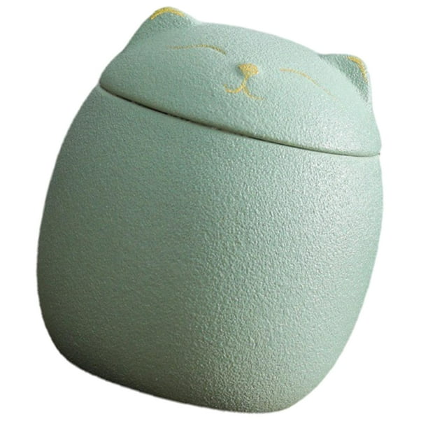 Recipiente para té con forma de gato y tapa hermética para almacenar alimentos, especias, café, azúcar y té. Verde claro
