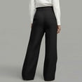 thumbnail image 4 of Women's Casual Cotton Linen Blend Pants Loose Fit Solid Color Elastic Waist Straight Leg Long Pants Black, 4 of 6