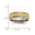 thumbnail image 6 of Titanium 7mm Yellow IP-plated X Design Grooved Satin Band, 6 of 6