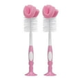 thumbnail image 1 of Dr. Brown's Reusable Sponge Baby Bottle Cleaning Brush with Suction Cup Stand, Scrubber and Nipple Cleaner, Pink 2-Pack, 1 of 6