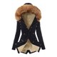 thumbnail image 1 of Gibobby Chaquetass Deportivas Abrigo de invierno de talla grande para mujer, chaqueta de manga larga con cuello de solapa, abrigo grueso Vintage, chaqueta abrigada con capucha de (Negro, XL), 1 of 3