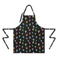 thumbnail image 2 of Black Colorful Skull Mushroom Pattern Apron-Garden Aprons for Women with Pockets-Cotton Linen Waterproof Kitchen Cooking Gardening Aprons Adjustable for Kitchen,Cooking,BBQ and Salon 33x27 Inch, 2 of 7