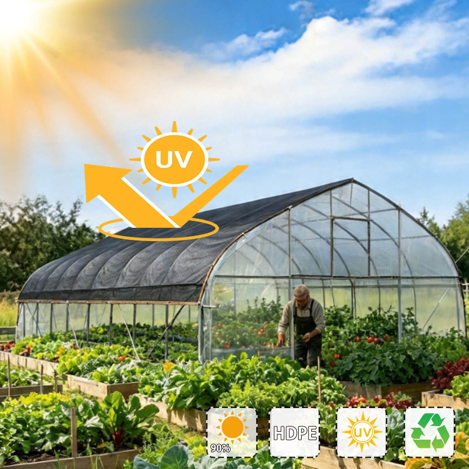 Black Mesh Sunshade Cloth 90% Shade Rate With Metal Eyelets, Durable Outdoor Shade Fabric For Garden Greenhouse, Pergola Barn Terrace And Courtyard Sun Protection Covering F - One Size