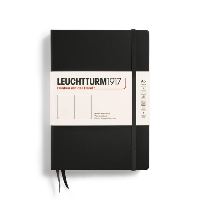 Libreta LEUCHTTURM1917, tapa dura, tamaño mediano, A5, 251 páginas, color negro
