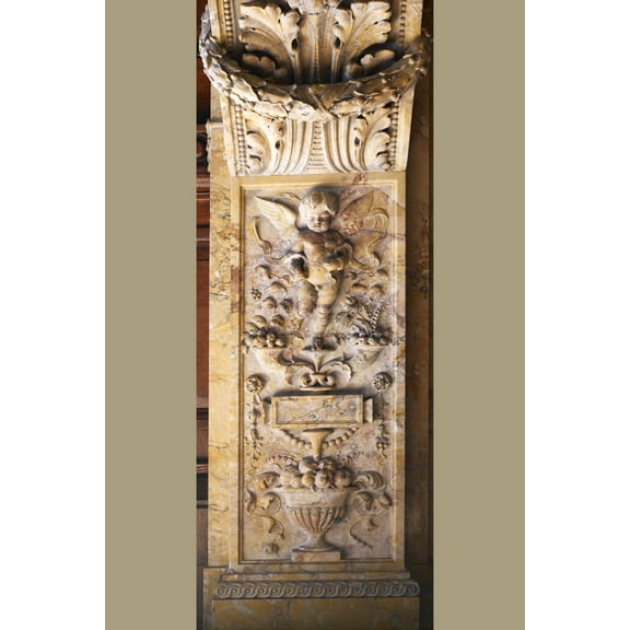 Print: Senate Members Room. Detail Of Cherub Carving On Mantel. Library Of