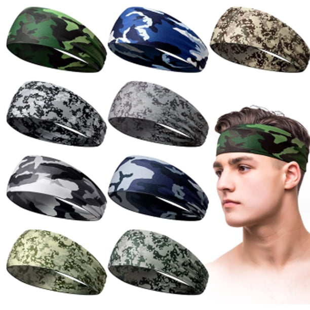 Bandas para el sudor para hombres, bandas para el sudor para entrenamiento deportivo, bandas para el sudor para hombres, bandas para el sudor con diseño de camuflaje, bandas para el sudor anchas para