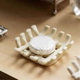 thumbnail image 2 of Handwoven Ceramic Soap Dish Ceramic Bathroom Soap Dish Organizer with Self-Drain Hollow Design Styli, 2 of 5