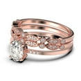 thumbnail image 4 of Beautiful Unique Art Deco 2.50 Carat Oval Cut Diamond Moissanite Engagement Ring, Classic Wedding Ring, Two Matching Band in 925 Sterling Silver With 18k Rose Gold Plating Gift For Her, 4 of 4