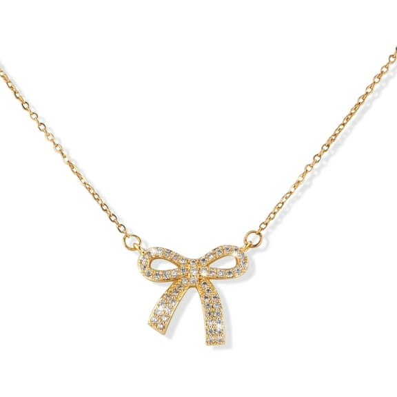 Bow Necklace, Dainty Ribbon Bowknot Chain Necklace Cute Fashion Bowtie Pendant for Choker Gold Bow Jewelry Gift for Women Wedding Prom Daily Wear