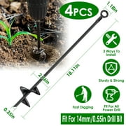 iMounTEK 18 inch 4 Pack Long Earth Ground Anchor Screw, 2.76in Width Heavy Duty Ground Auger Stakes  for Farm Vegetable Flower Planting, Tents, Canopies, Black