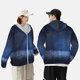 thumbnail image 4 of Balery Retro Blue Glitter Sudadera ligera de manga larga con capucha y protección solar UPF 50+ para hombre y mujer, ideal para pesca y running-Small, 4 of 7