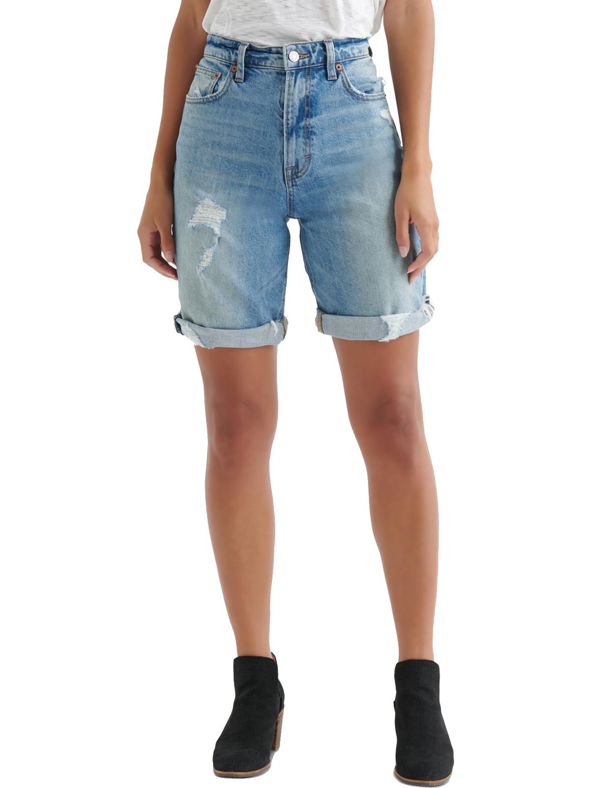 womens distressed bermuda shorts