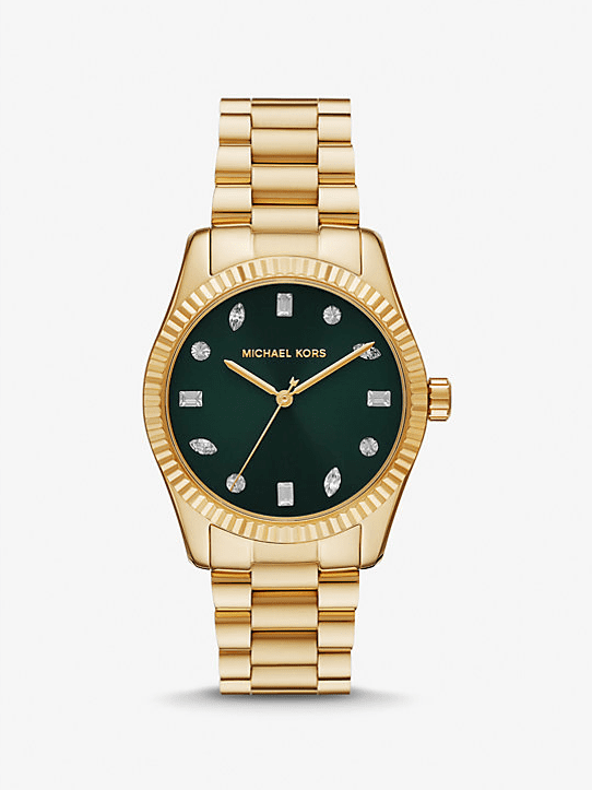 Michael Kors ゴールド アナログ腕時計 Michael Kors Women's MK5975 Bradshaw Turquoise Dial Yellow