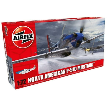 Flying Scale Model Aircraft - North American P-51D Mustang 1:72 Plastic Model Kit, 1:72nd Scale WWII Military Aircraft Plastic Model Kit By Airfix