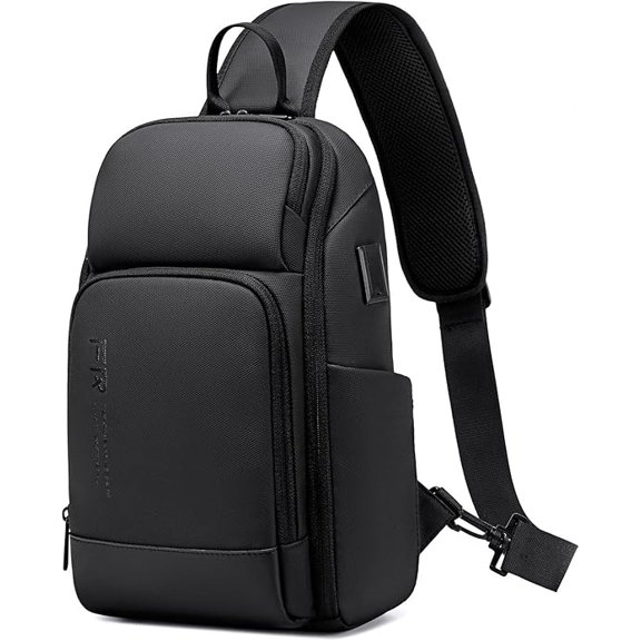 FENRUIEN Crossbody Sling Bag for Men with USB Charging Port,Black