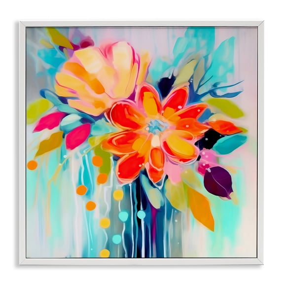 Stupell Industries Contemporary Vivid Modern Flowers White Framed Giclee Art, 17 x 17, by Andrea Haase