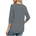 thumbnail image 5 of Otntypg Women's Dressy Business Casual Tunic Tops 3/4 Length Puff Sleeve Lace Crochet Eyelet Crewneck Ruched Pleated Solid Color T Shirts 2025 Summer Work Blouses Gray XXL, 5 of 9