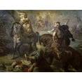 thumbnail image 2 of Chasseriau, Theodore 32x25 White Modern Wood Framed Museum Art Print Titled - Arab Chiefs Challenging To Combat Under a City Ramparts, 2 of 4